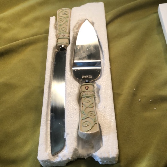 Wedding Karen Hahn Cake Knife Pie Server Set, Silver(2-Piece Set) - Picture 1 of 13